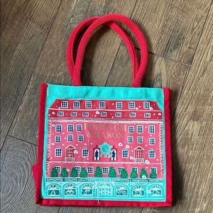 Mason Red and Teal Festive Holiday Tote